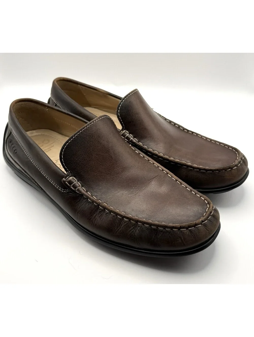 ECCO Classic Moc 2.0 Leather Slip On Loafers Men Sz 9/9.5 EU 42 Brown Drivers